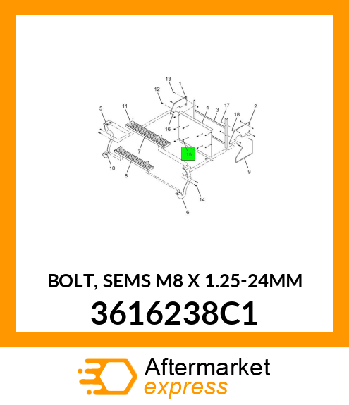 BOLT, SEMS M8 X 1.25-24MM 3616238C1