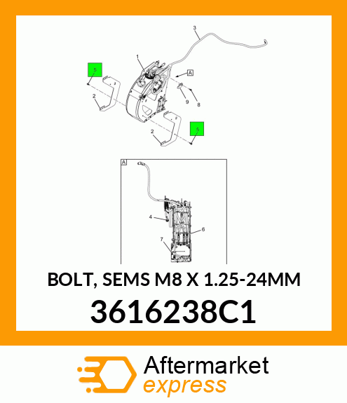 BOLT, SEMS M8 X 1.25-24MM 3616238C1