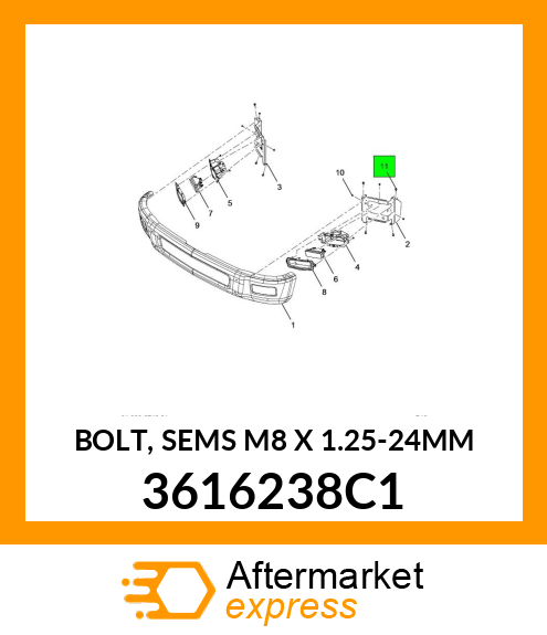 BOLT, SEMS M8 X 1.25-24MM 3616238C1