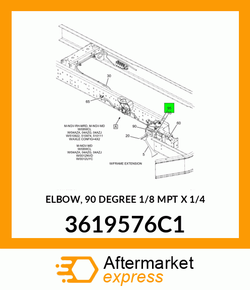 ELBOW, 90 DEGREE 1/8 MPT X 1/4 3619576C1