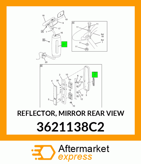 REFLECTOR, MIRROR REAR VIEW 3621138C2