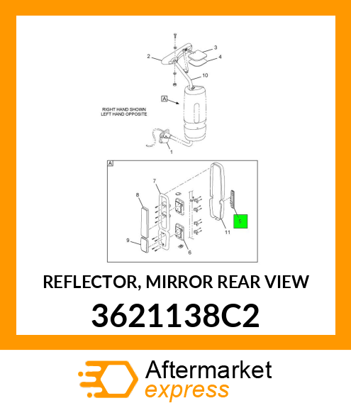 REFLECTOR, MIRROR REAR VIEW 3621138C2