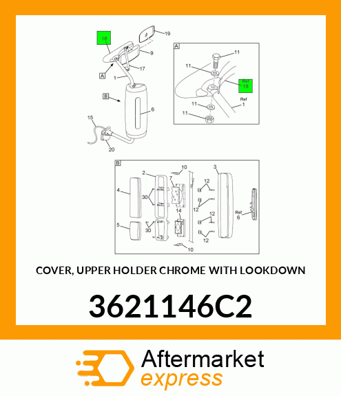 COVER, UPPER HOLDER CHROME WITH LOOKDOWN 3621146C2