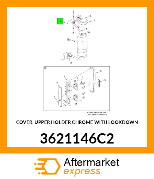 COVER, UPPER HOLDER CHROME WITH LOOKDOWN 3621146C2