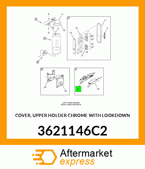 COVER, UPPER HOLDER CHROME WITH LOOKDOWN 3621146C2