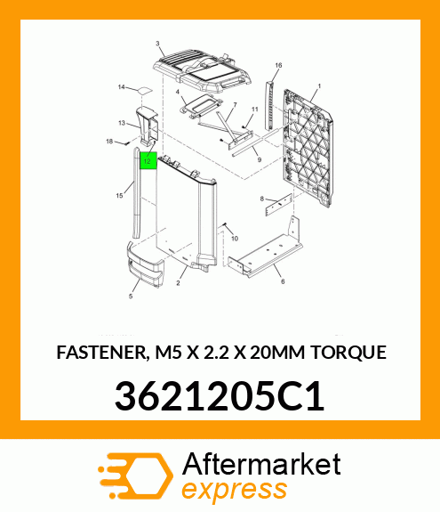 FASTENER, M5 X 2.2 X 20MM TORQUE 3621205C1