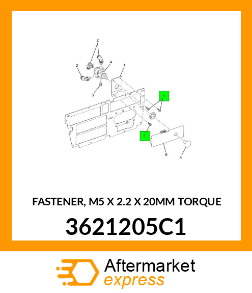 FASTENER, M5 X 2.2 X 20MM TORQUE 3621205C1