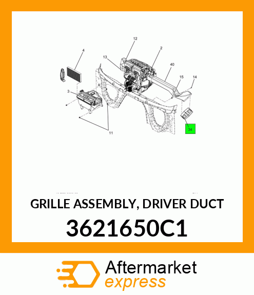 GRILLE ASSEMBLY, DRIVER DUCT 3621650C1