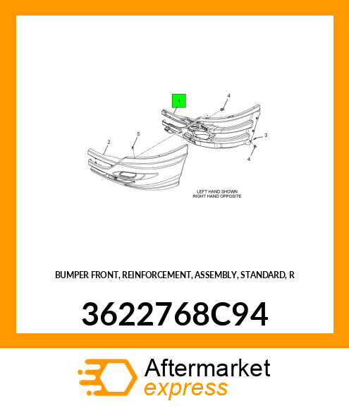 BUMPER FRONT, REINFORCEMENT, ASSEMBLY, STANDARD, R 3622768C94