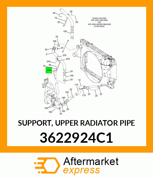 SUPPORT, UPPER RADIATOR PIPE 3622924C1