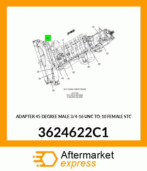 ADAPTER 45 DEGREE MALE 3/4-16 UNC TO-10 FEMALE STC 3624622C1