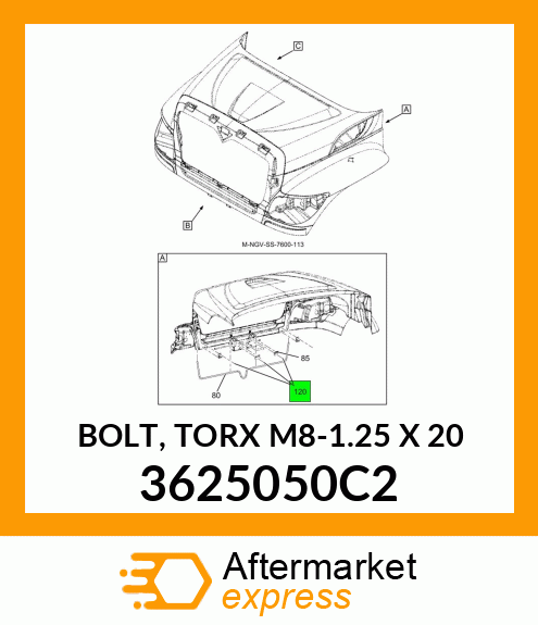 BOLT, TORX M8-1.25 X 20 3625050C2