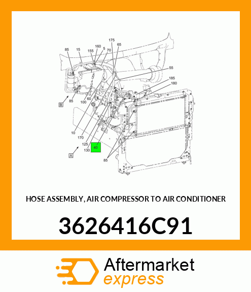 HOSE ASSEMBLY, AIR COMPRESSOR TO AIR CONDITIONER 3626416C91