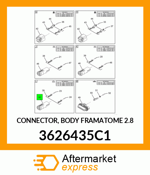 CONNECTOR, BODY FRAMATOME 2.8" 3626435C1