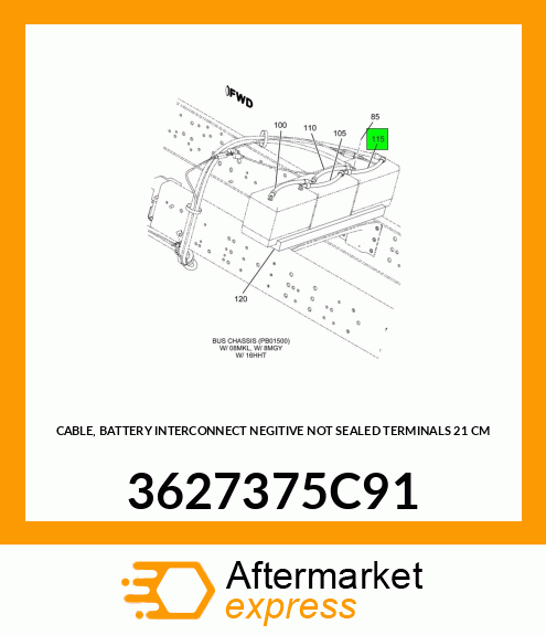 CABLE, BATTERY INTERCONNECT NEGITIVE NOT SEALED TERMINALS 21 CM 3627375C91