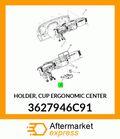 HOLDER, CUP ERGONOMIC CENTER 3627946C91