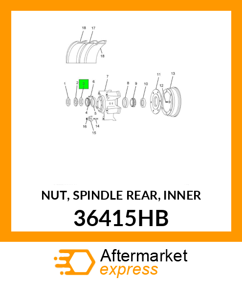 NUT, SPINDLE REAR, INNER 36415HB