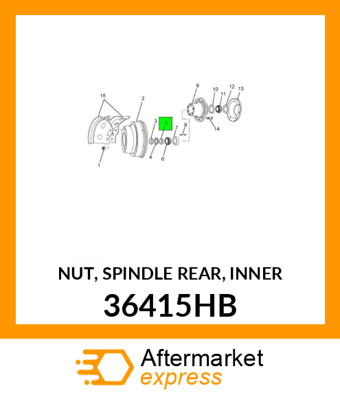 NUT, SPINDLE REAR, INNER 36415HB