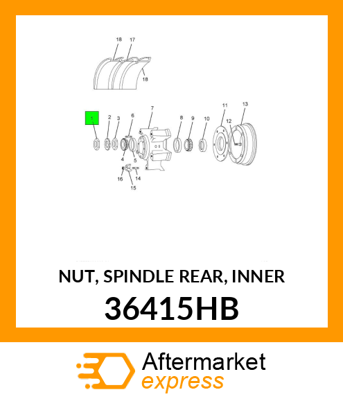 NUT, SPINDLE REAR, INNER 36415HB