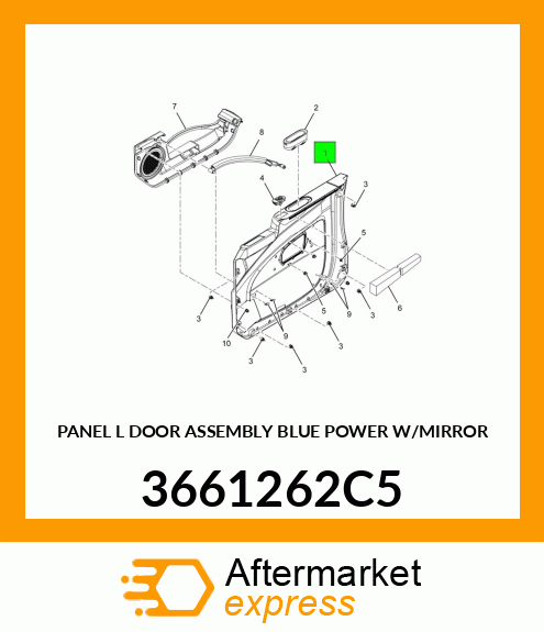 PANEL L DOOR ASSEMBLY BLUE POWER W/MIRROR 3661262C5