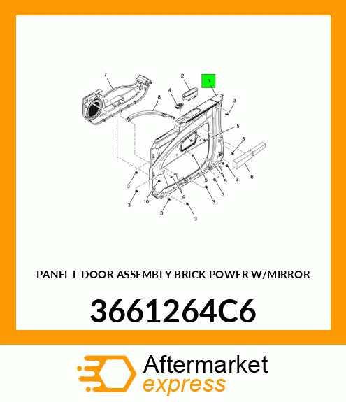 PANEL L DOOR ASSEMBLY BRICK POWER W/MIRROR 3661264C6