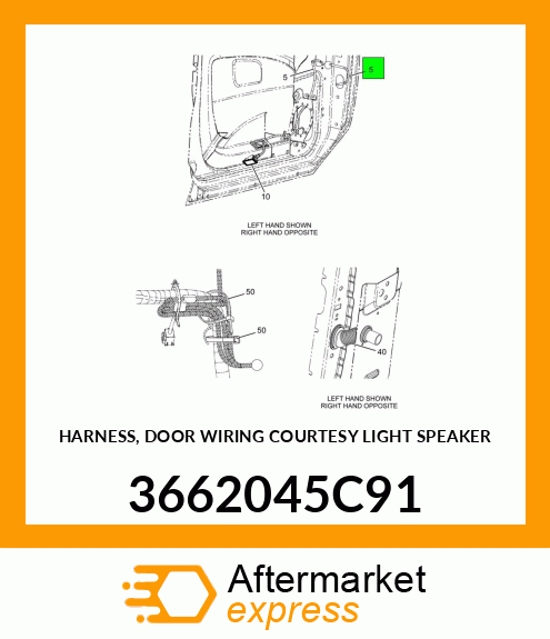 HARNESS, DOOR WIRING COURTESY LIGHT SPEAKER 3662045C91