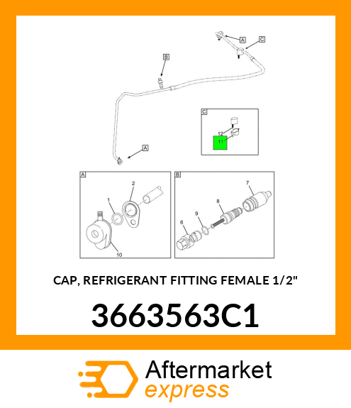 CAP, REFRIGERANT FITTING FEMALE 1/2" 3663563C1