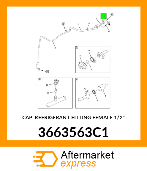 CAP, REFRIGERANT FITTING FEMALE 1/2" 3663563C1