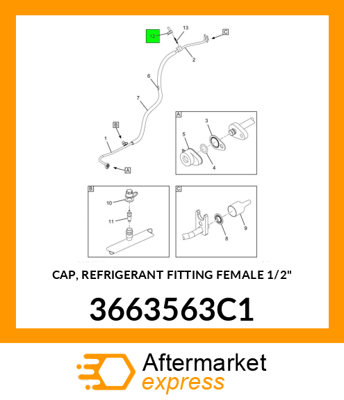 CAP, REFRIGERANT FITTING FEMALE 1/2" 3663563C1