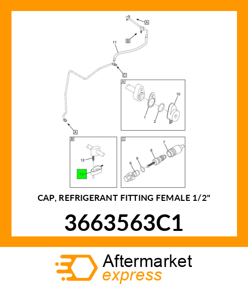 CAP, REFRIGERANT FITTING FEMALE 1/2" 3663563C1