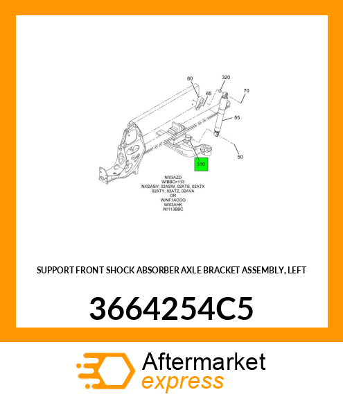 SUPPORT FRONT SHOCK ABSORBER AXLE BRACKET ASSEMBLY, LEFT 3664254C5