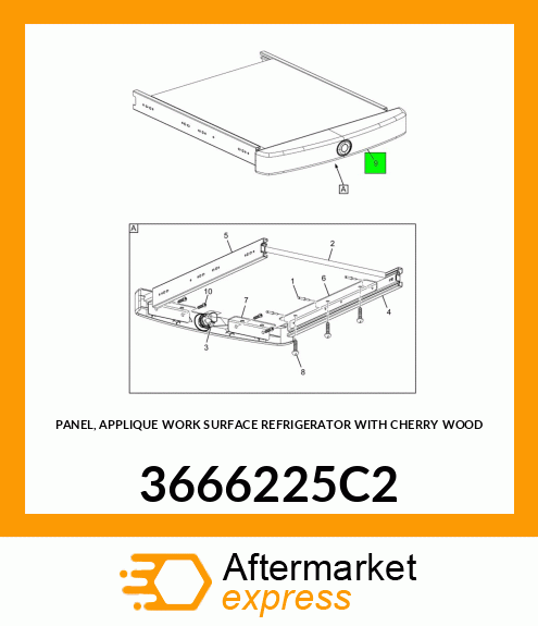 PANEL, APPLIQUE WORK SURFACE REFRIGERATOR WITH CHERRY WOOD 3666225C2