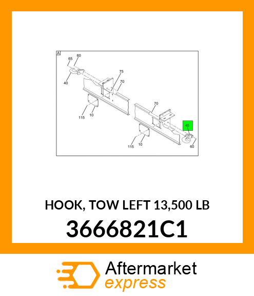 HOOK, TOW LEFT 13,500 LB 3666821C1