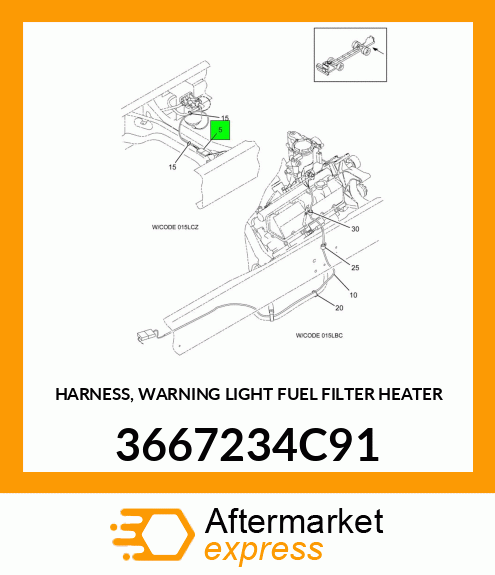 HARNESS, WARNING LIGHT FUEL FILTER HEATER 3667234C91