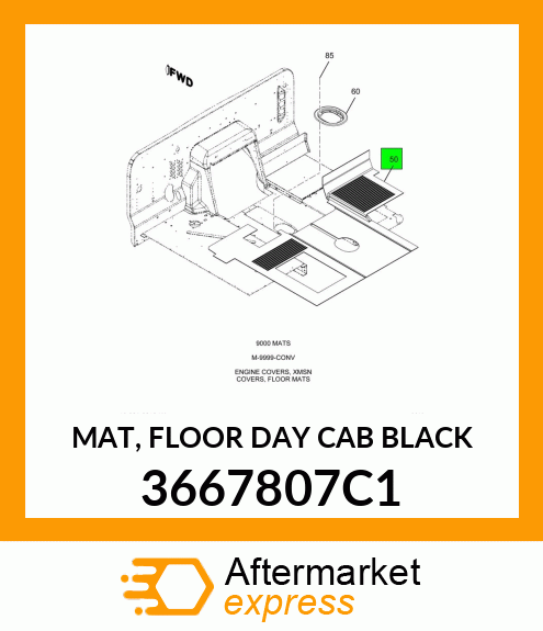 MAT, FLOOR DAY CAB BLACK 3667807C1