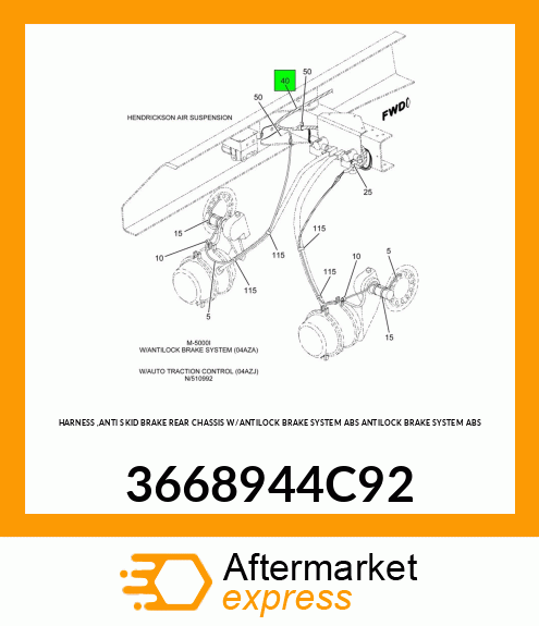 HARNESS ,ANTI SKID BRAKE REAR CHASSIS W/ANTILOCK BRAKE SYSTEM ABS ANTILOCK BRAKE SYSTEM ABS 3668944C92