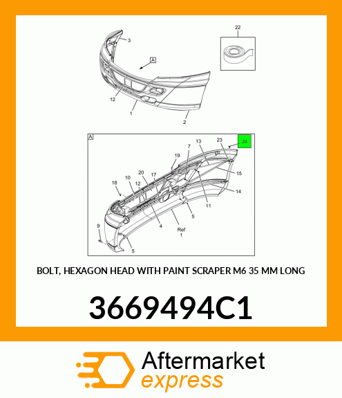 BOLT, HEXAGON HEAD WITH PAINT SCRAPER M6 35 MM LONG 3669494C1