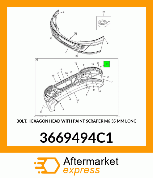 BOLT, HEXAGON HEAD WITH PAINT SCRAPER M6 35 MM LONG 3669494C1