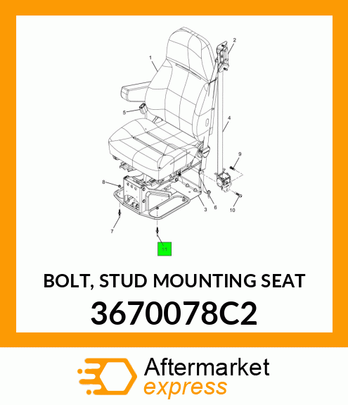 BOLT, STUD MOUNTING SEAT 3670078C2