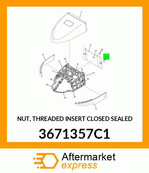 NUT, THREADED INSERT CLOSED SEALED 3671357C1