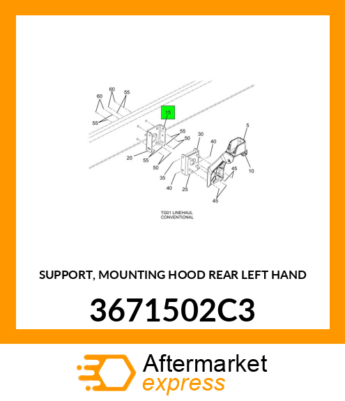 SUPPORT, MOUNTING HOOD REAR LEFT HAND 3671502C3