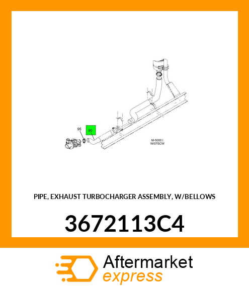 PIPE, EXHAUST TURBOCHARGER ASSEMBLY, W/BELLOWS 3672113C4