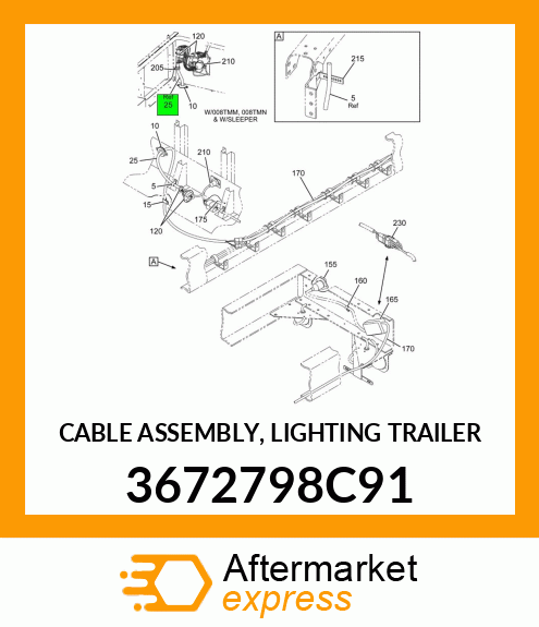 CABLE ASSEMBLY, LIGHTING TRAILER 3672798C91