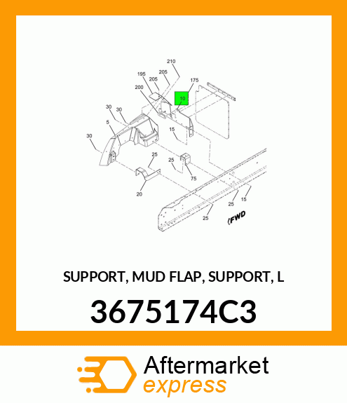 SUPPORT, MUD FLAP, SUPPORT, L 3675174C3