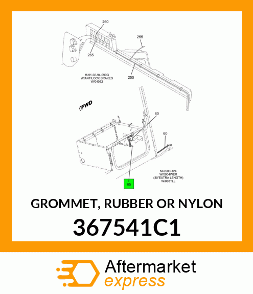 GROMMET, RUBBER OR NYLON 367541C1