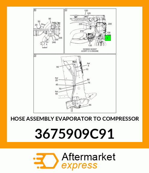 HOSE ASSEMBLY EVAPORATOR TO COMPRESSOR 3675909C91