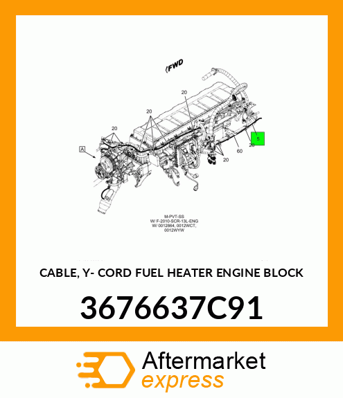 CABLE, Y- CORD FUEL HEATER ENGINE BLOCK 3676637C91