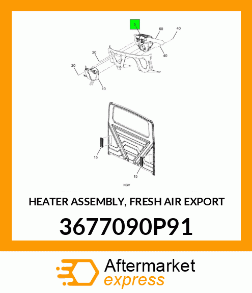 HEATER ASSEMBLY, FRESH AIR EXPORT 3677090P91