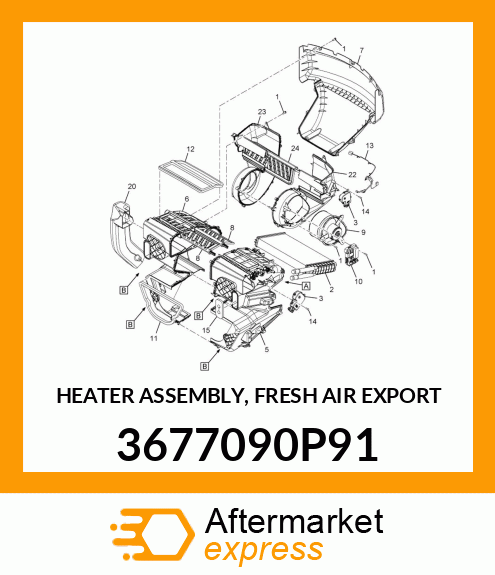 HEATER ASSEMBLY, FRESH AIR EXPORT 3677090P91