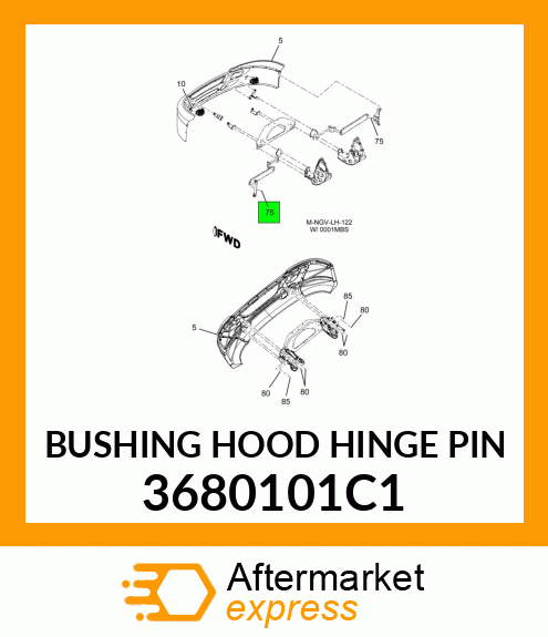 BUSHING HOOD HINGE PIN 3680101C1